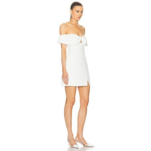 self-portrait Crepe Bow Mini Dress in White 2 New Womens Strapless Bridal - Picture 5 of 15